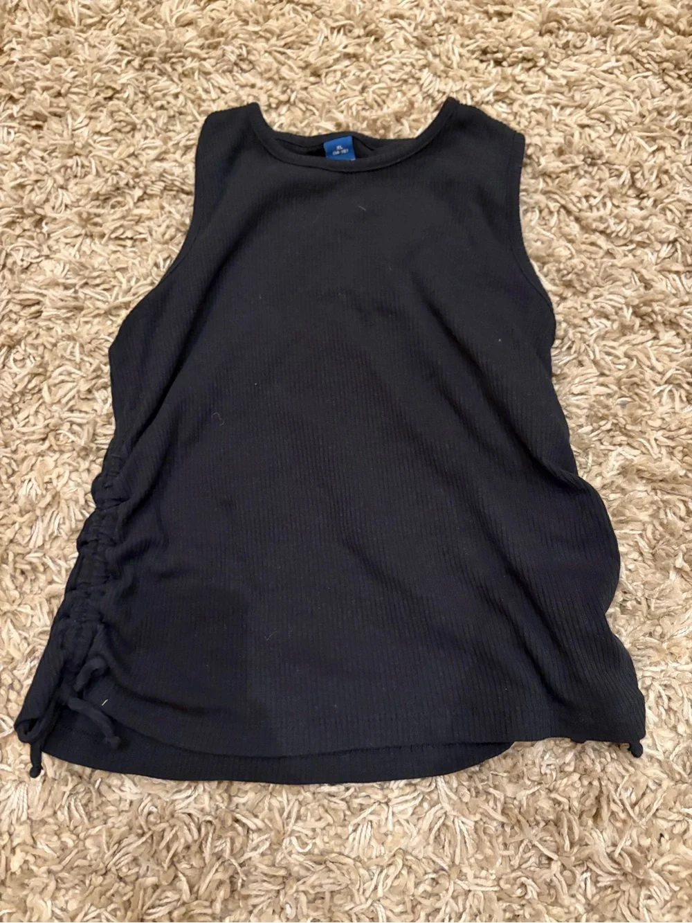 Old Navy Black Ribbed Tank with Side Drawstring